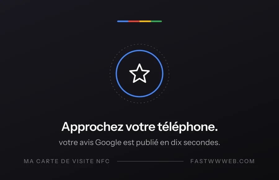 Carte NFC Avis Google, verso, format carte bancaire