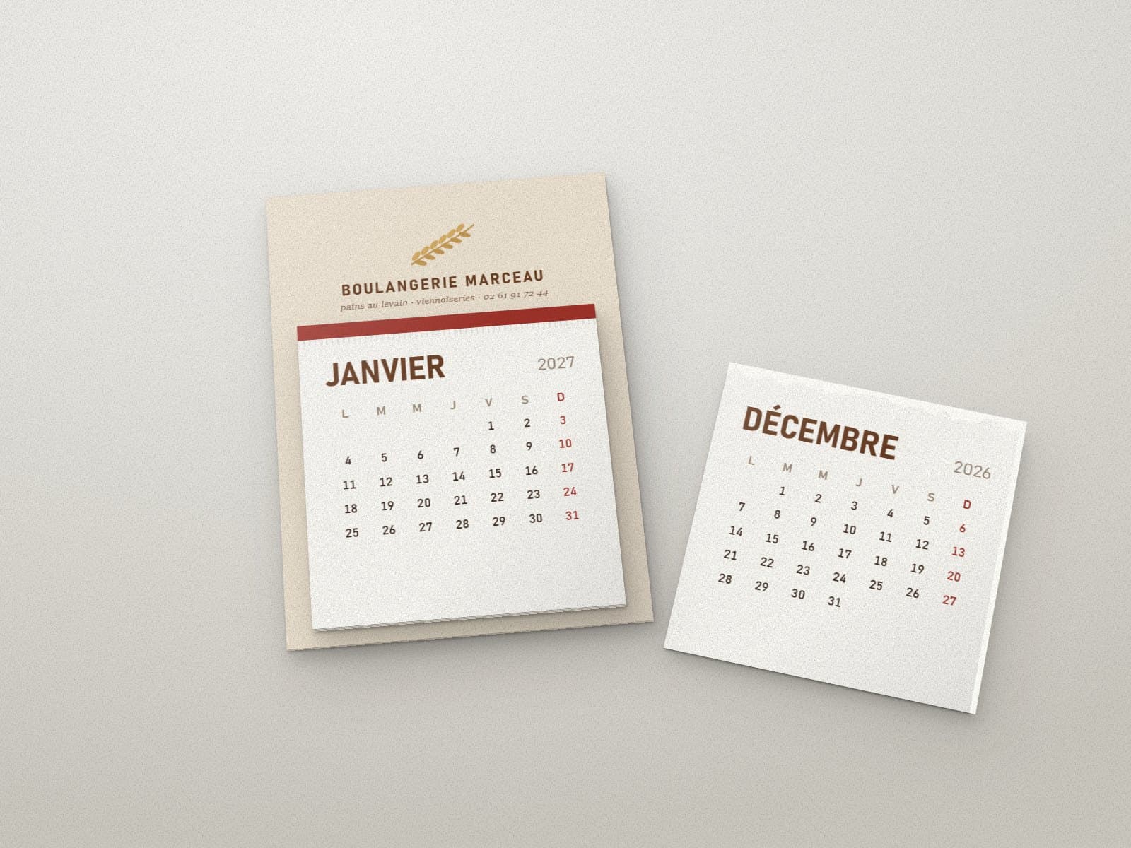 Blocs calendrier encollés