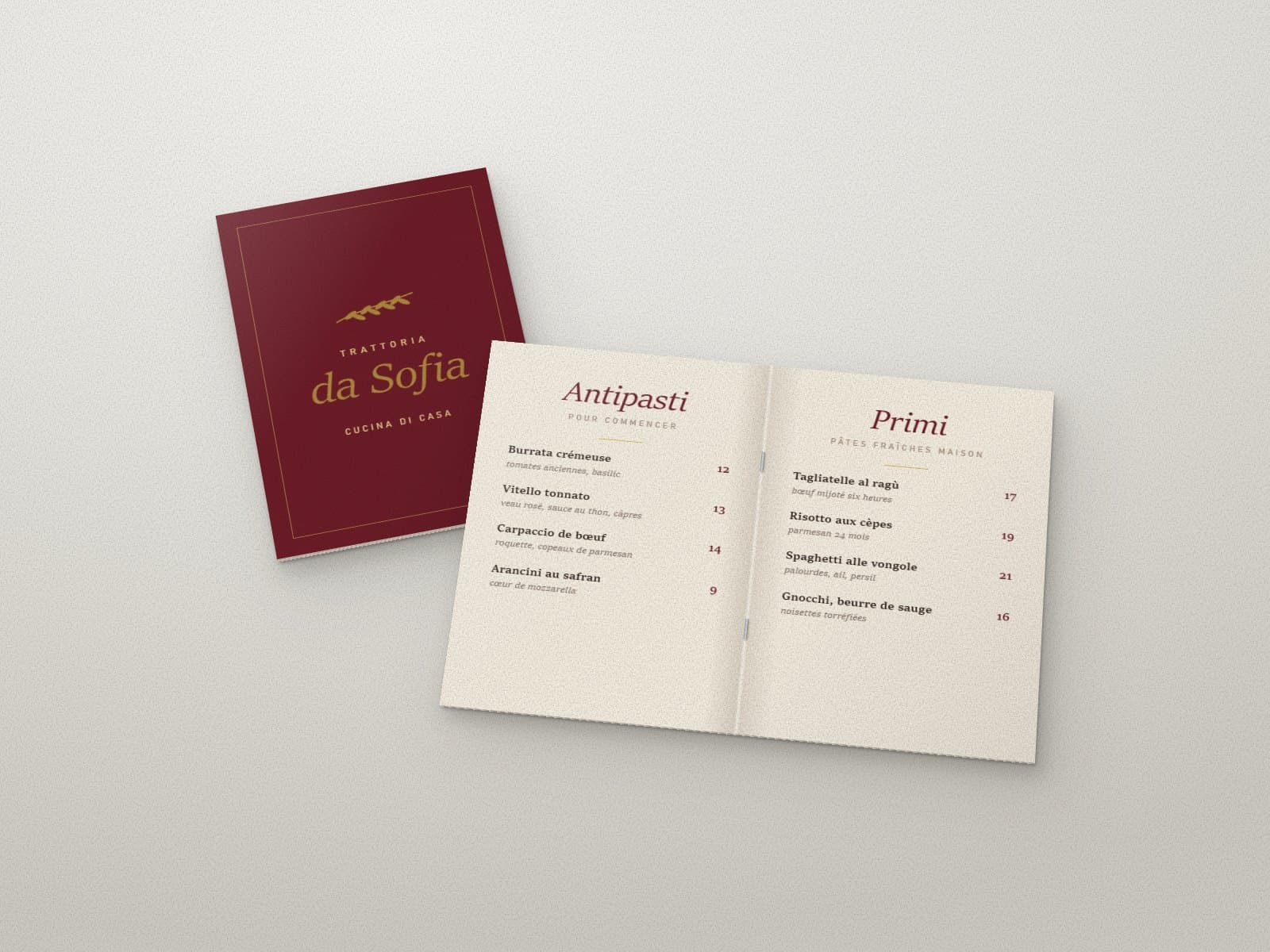 Menus agrafés