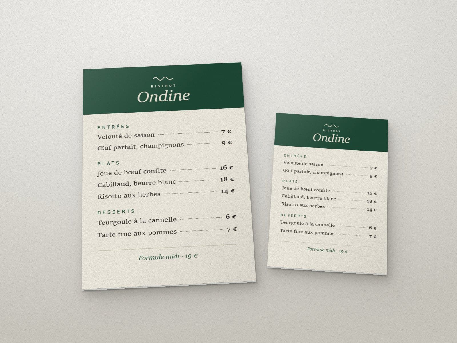 Menus rigides